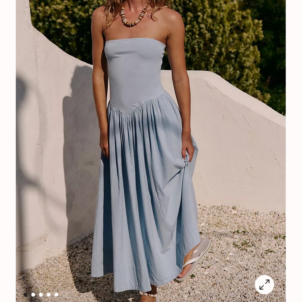 Onda drop-waist tube midi dress in ballad blue Free People